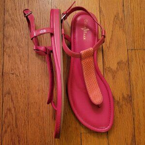 Cole Haan Hot Pink Thong Sandals 9B Ankle‎ Strap Barbiecore